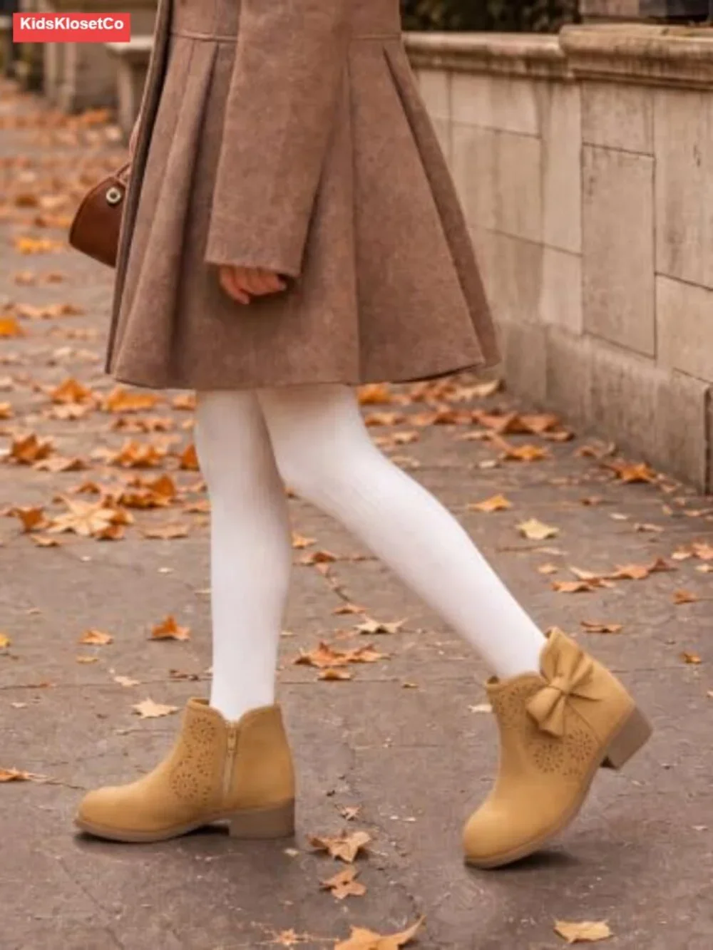 Girls Ankle Boots Bow Chunky Low Heel Booties Zip Dress Shoes Faux Suede